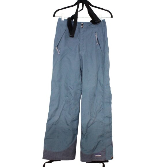 Patagonia Ski Snow Pants Bib Suspenders Zip Ankle Blue Size 6 - Picture 1 of 10